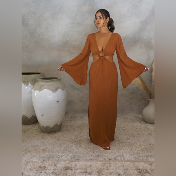 KEHLANI CUT-OUT DRESS from Kadimah (Terracotta) Sz S - Picture 2 of 7